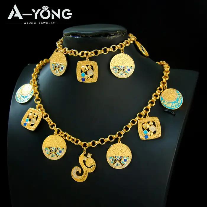 Ensemble de bijoux de mode de dubaï plaqué or 21 carats