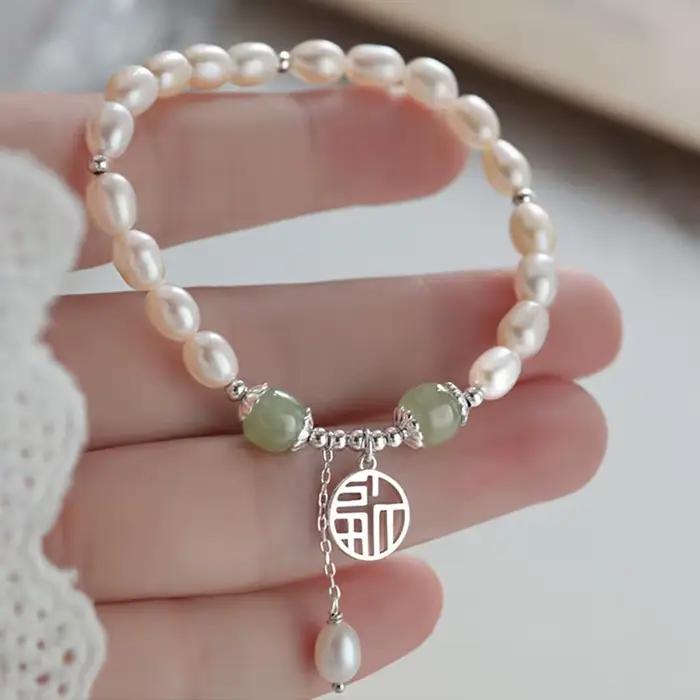 Bracelet de perles de culture d'eau douce pour femme, perle baroque, bijoux commandés, perles de qua