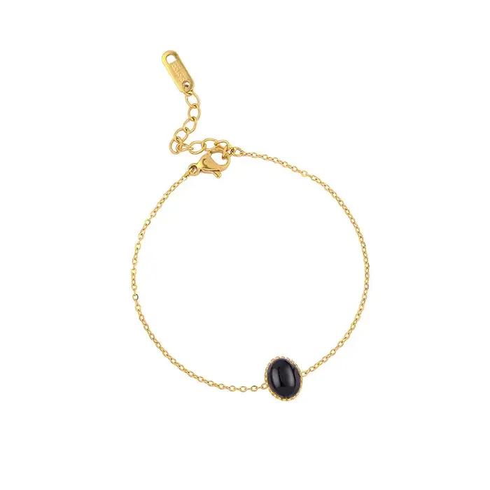 JOElegant-Bracelet en Pierre Naturelle de Style Bohème, Bijou en Titane et Acier de Qualité Supérieure, Forme Ovale, Vente en Gros en Usine