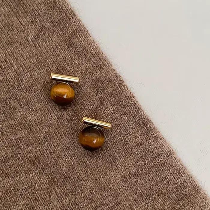 Maillard Design-Boucles d'oreilles rondes en pierre d'oeil de tigre pour filles gothiques, pendentif minimaliste, nouveaux accessoires, bijoux à la mode, 2023