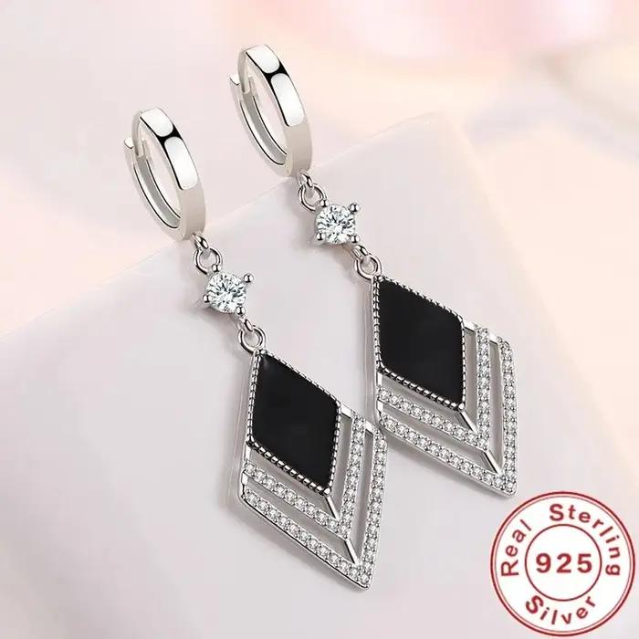 Boucles d'oreilles longues en argent Sterling 925