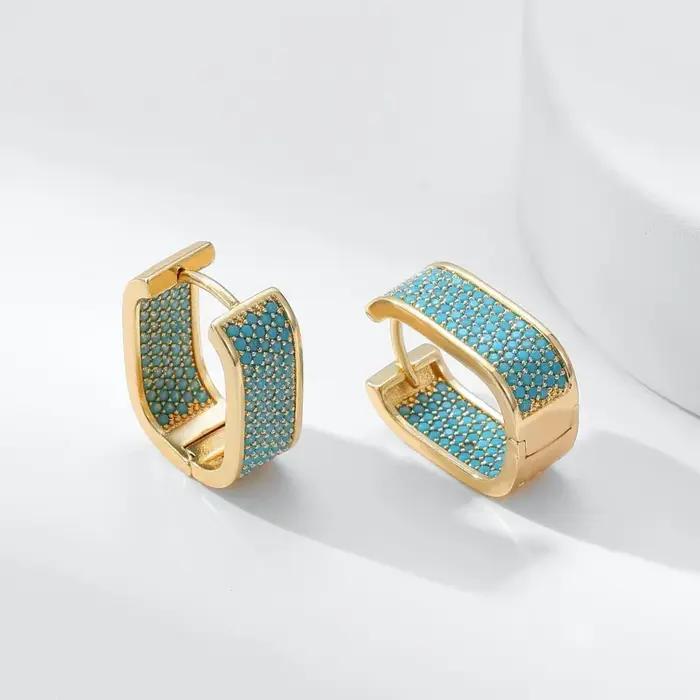 Boucles d'oreilles dorées, boucles d'oreilles de luxe haut de gamme pour femmes, incrustées de zircon multicolore, bijoux de luxe exquis et nouveaux bijoux 2023