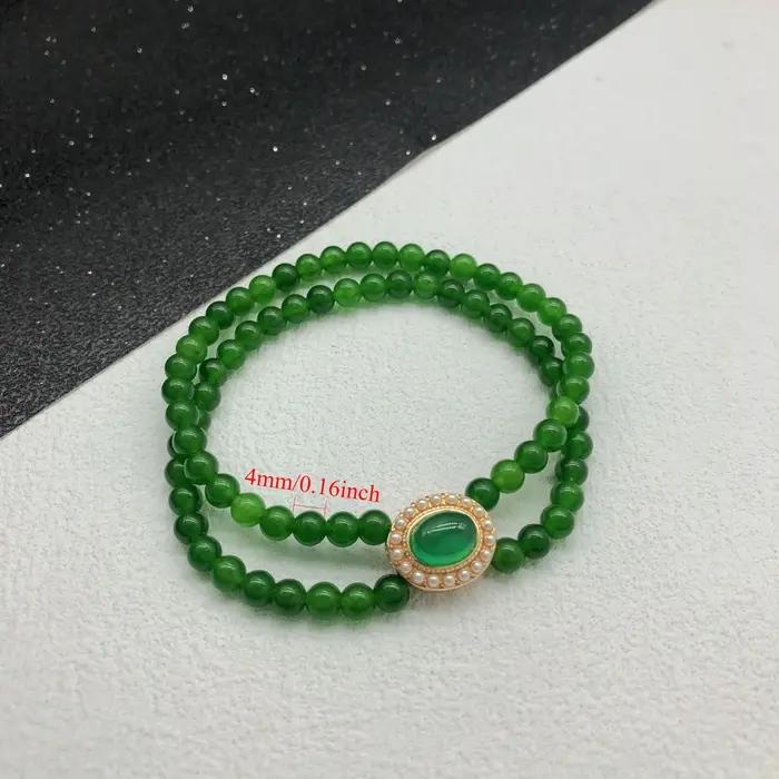 Bracelet en cristal de style oriental pour femmes, perles rondes dorées et motifs géométriques, bijou de bureau et de soirée pour femmes
