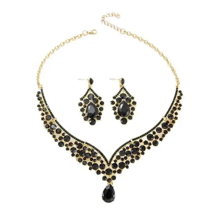 Ensemble de trois pièces collier de mariage princesse boucles doreilles couronne bijoux accessoire cheveux pour femme occasions spéciales