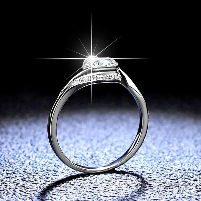 PomerceJelly-Bagues Moissanite en argent regardé 925 pour femmes