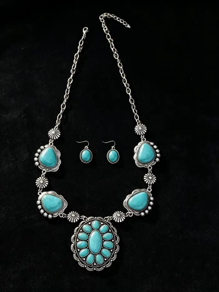 Collier avec incrustation d'argent tibétain naturel
