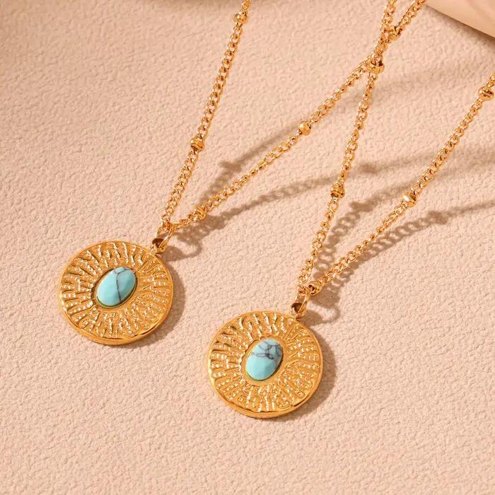 Collier Vintage en acier inoxydable plaqué or 316 de haute qualité pour femmes