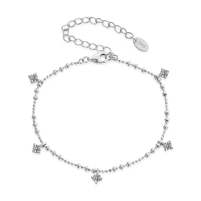 Bamoer – Bracelet en argent Sterling 925 pour femmes, design unique avec 5 pendentifs, chaîne de perles, certifié, bijoux fins