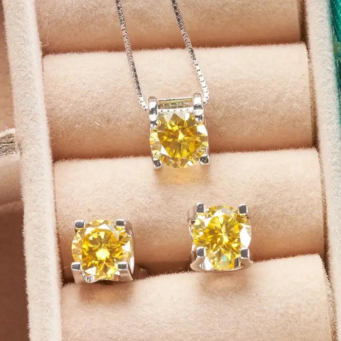3ct D Clolor réel Moissanite ensembles de bijoux femmes en argent Sterling 925 boucles d'oreilles collier