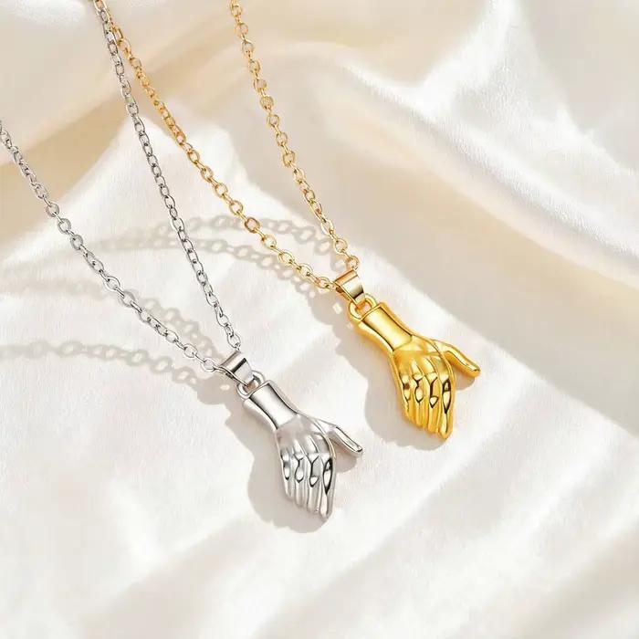 Ensemble Unique de collier d'attraction magnétique pour Couple, pendentif à main pour femmes et homm