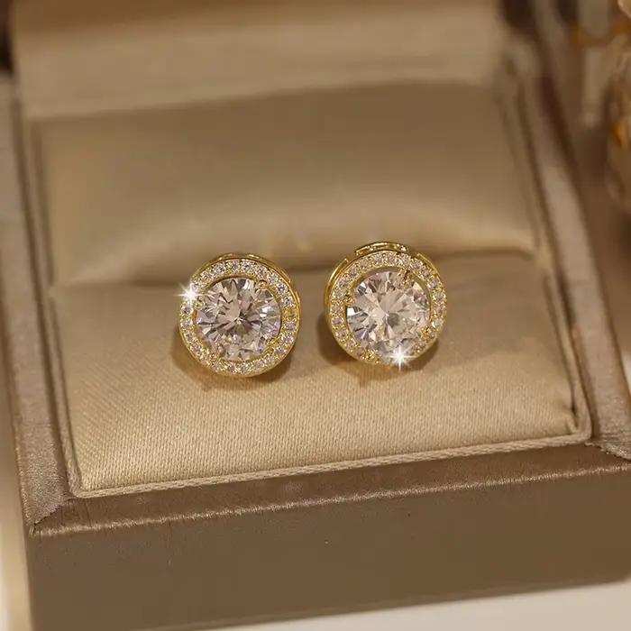Boucles d'oreilles de luxe en zircone cubique or jaune pour femmes occasions spéciales vintage elegance discothèque soirée mariage