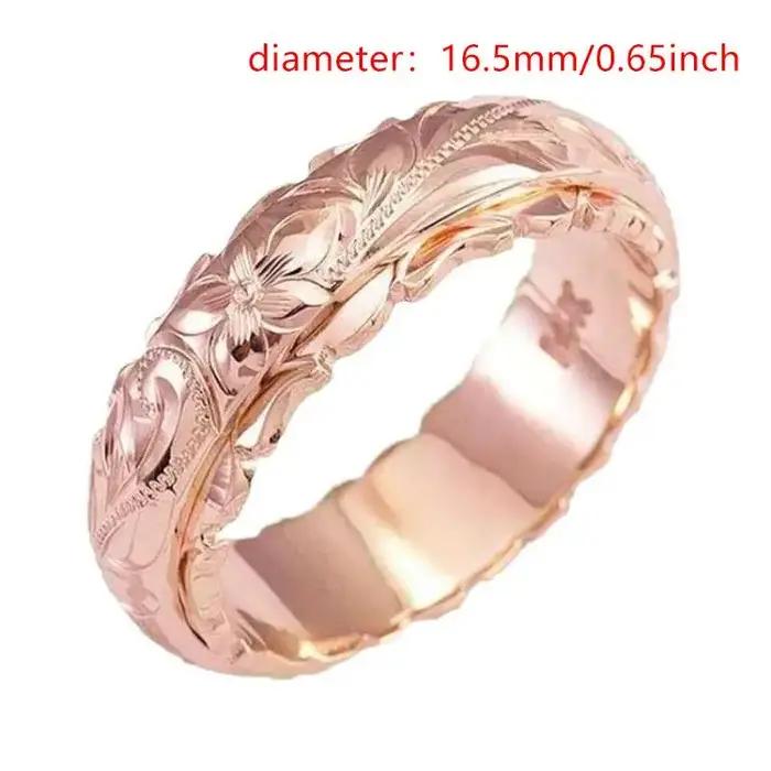 Bague en or rose sculptée en forme de rose suspendue pour femmes