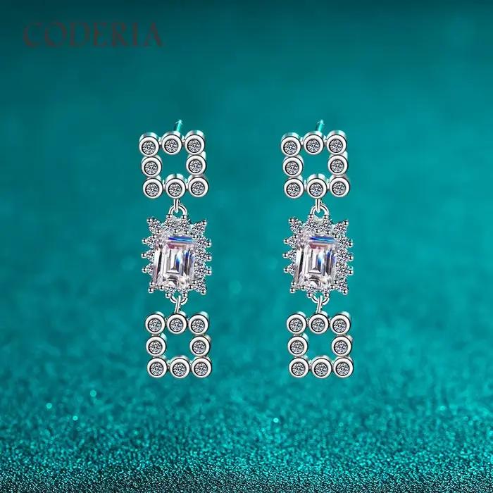 Boucles d'oreilles en argent regardé 925 plaqué or blanc 18 carats pour femme, couleur D véritable,