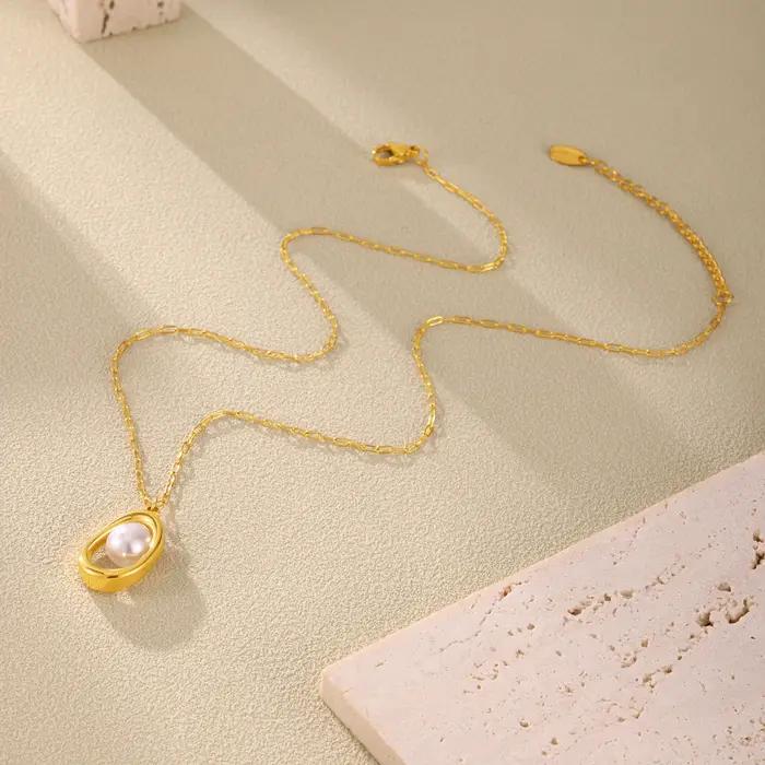 Collier chaîne à maillons pour femme en acier inoxydable avec pendentif creux