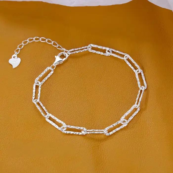 Bracelet double couche en argent sterling 925 pour femmes et filles, élégant, avec nœud irrégulier,