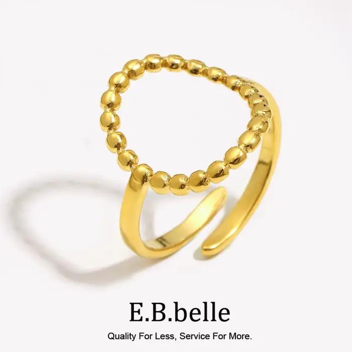 Bague circulaire en perles creuses femme minimaliste plaqué or 18 carats pour anniversaire et occasions spéciales