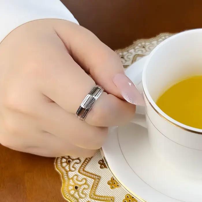 Bague à bande angulaire en forme de neuf coins, bijoux fins ethniques pour femmes et hommes, cadeau d'automne en argent Sterling 925