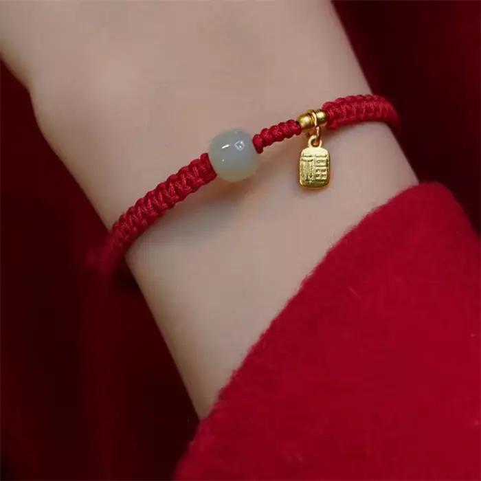 Bracelets en corde rouge avec nœud porte-bonheur Simple pour femmes et hommes