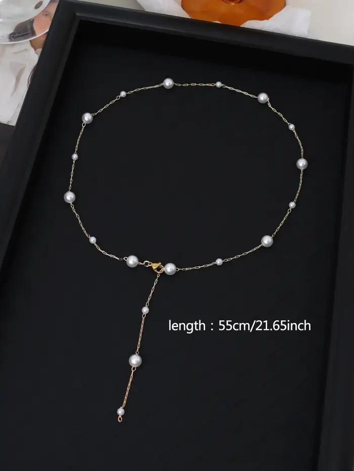 Collier Lariat élégant en forme de Y avec perles