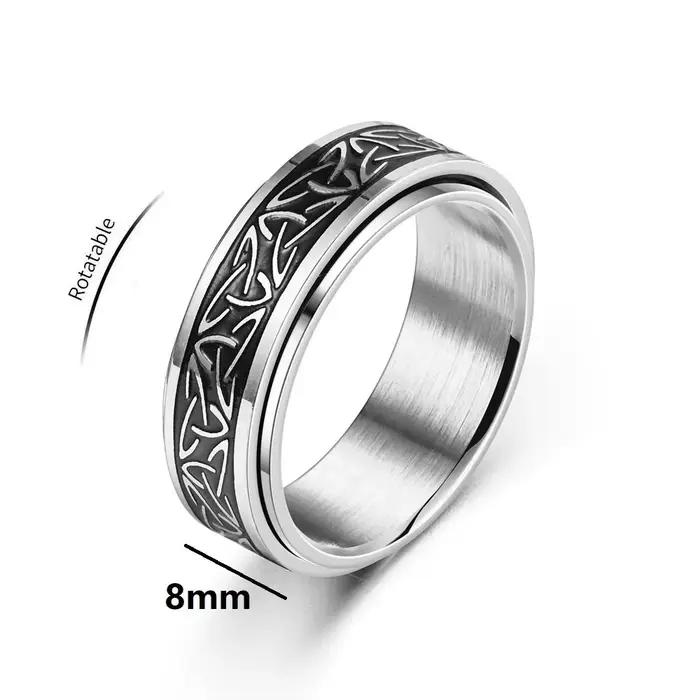 Vintage Viking celtique noeud Rune anneaux rotatif en acier inoxydable Anti-Stress anxiété Relife an