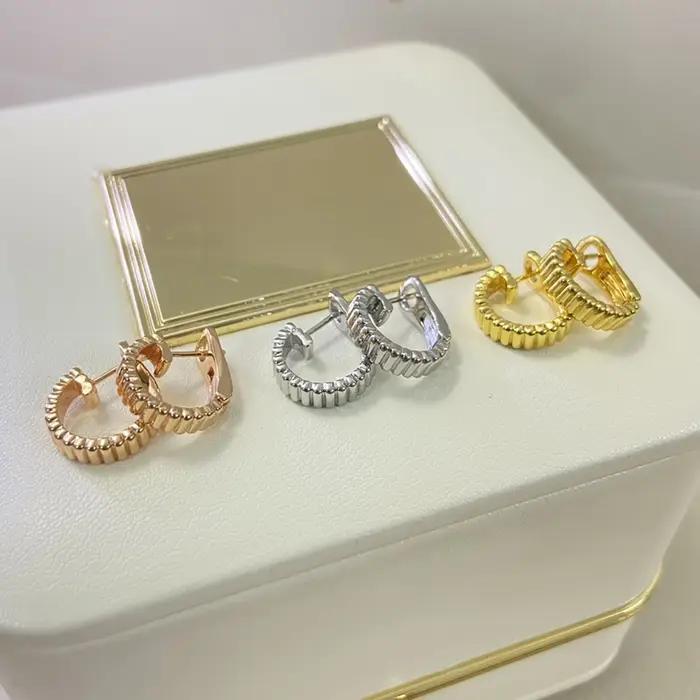 Bijoux de luxe romantiques français S 925 boucles d'oreilles pour femmes en argent sterling plaqué or 18 carats. cadeau de Noël