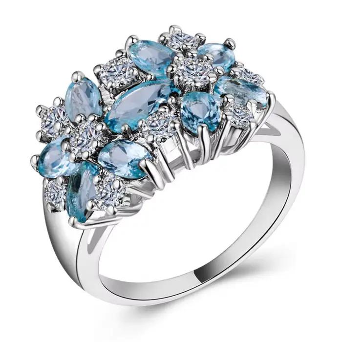Bague de luxe créative pour femme en zircon 5A motif plante scintillante avec fonction tracker d'humeur et pierres colorées