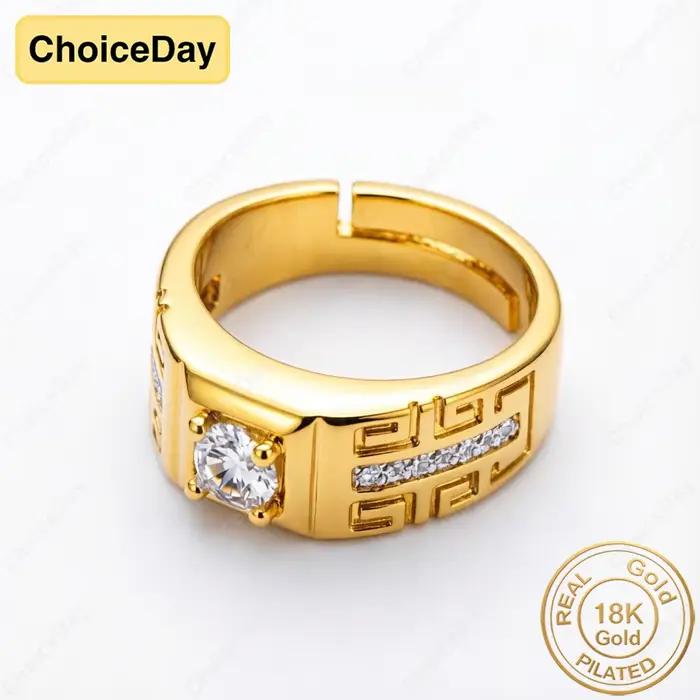 Bague en zirconium plaqué or 18K luxe et élégance pour femmes occasions spéciales alliance mariage style moderne zirconium or jaune