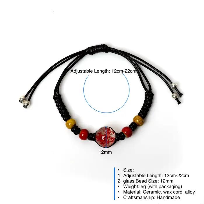 Bracelet perlé en céramique rouge pour hommes et femmes