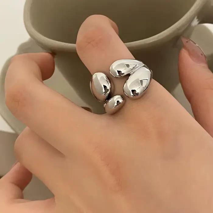 Bague dôme épaisse plaquée or et argent pour hommes et femmes