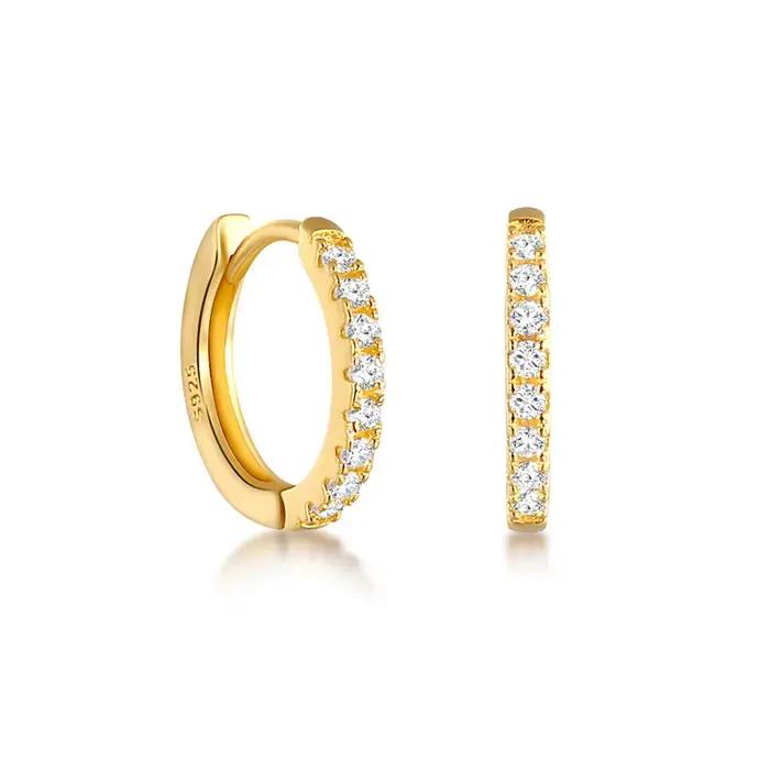 Boucles d'oreilles créoles en argent sterling 925 avec strass et cristal pour femmes et filles romantiques de luxe bijoux mode à offrir pour occasions spéciales