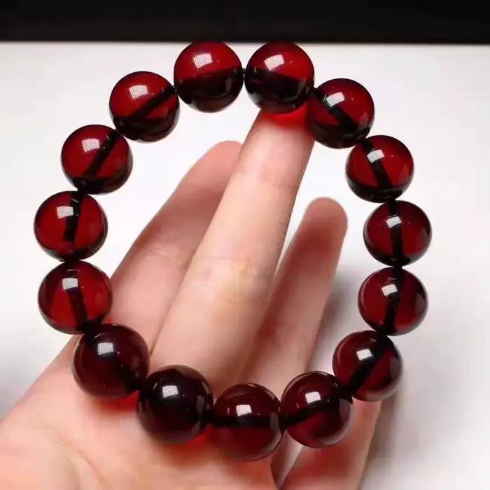 Bracelet en ambre rouge naturel pour hommes et femmes