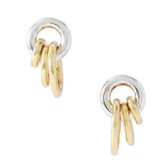 Boucles d'oreilles triple anneau dorées avec matériau en acier inoxydable plaqué avec rétention de couleur 18 carats