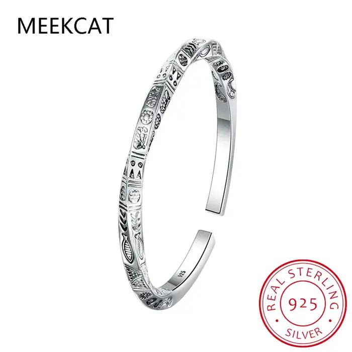 Bracelets ouverts en argent regardé 925 pour femmes, totems géométriques, bracelets de créateurs de luxe, cadeau de bijoux féminins, livraison gratuite