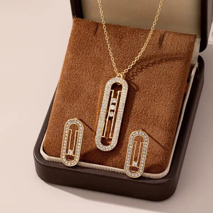 Ensemble de bijoux en diamant bleu pour femmes, collier et boucles d'oreilles élégants pour occasions spéciales