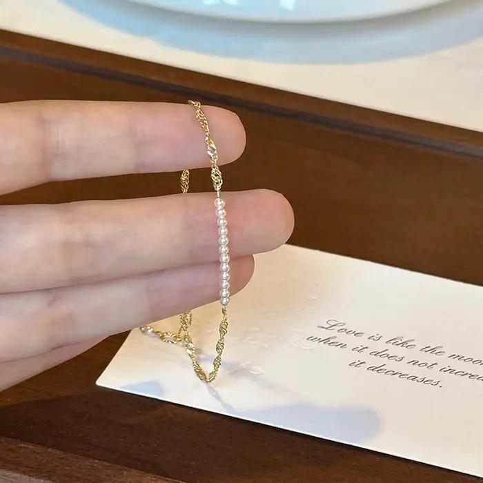 Nouveau 925 Bracelet de perles en argent Sterling personnalisé Simple charmant femme