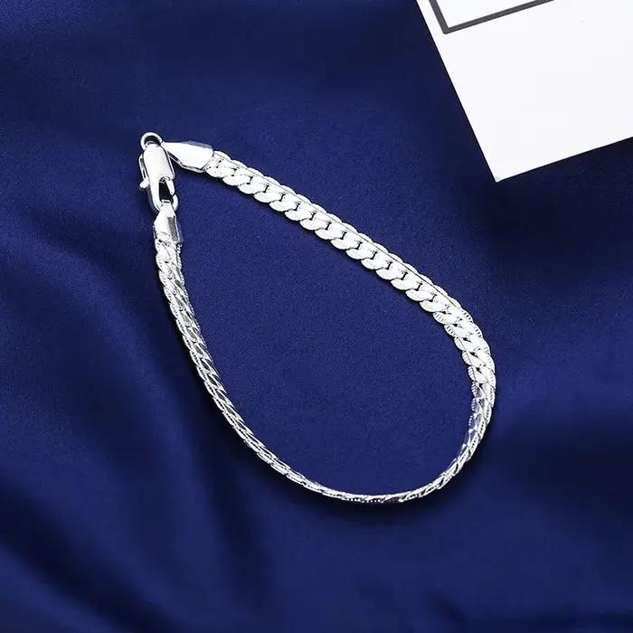 Bracelet Tressé en Argent Sterling 925 Pour Femmes et Hommes Occasions Spéciales Style Décontracté Sportif