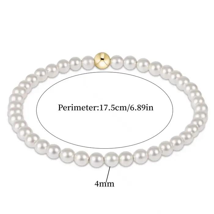 Bracelet en perles de coquillage Vlen, élastique, simple, élégant, bijoux perlés, perles empilables,