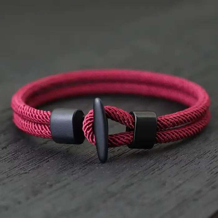 Bracelet homme minimaliste avec fil aventure en plein air alpinisme Braclet Hiphop Rock Pulseira Masculina petit ami cadeau Joias