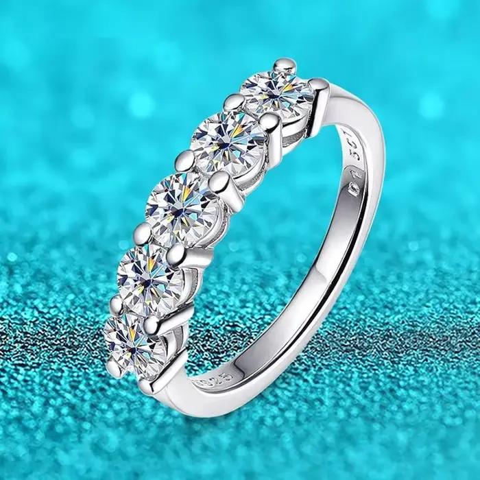 JoyceJelly 4mm D couleur VVS Moissanite bague pour femmes Total 1.5CT S925 bijoux en argent Sterling passer diamant testeur bandes de mariage