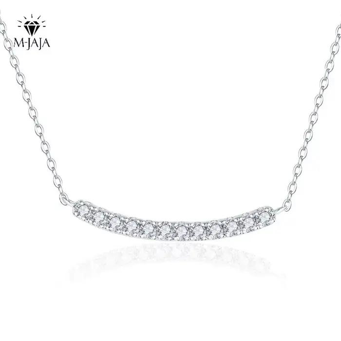 M-JAJA Moissanite sourire pendentif collier diamant collier pour femmes 18K plaqué or S925 en argent Sterling fête bijoux fins cadeau