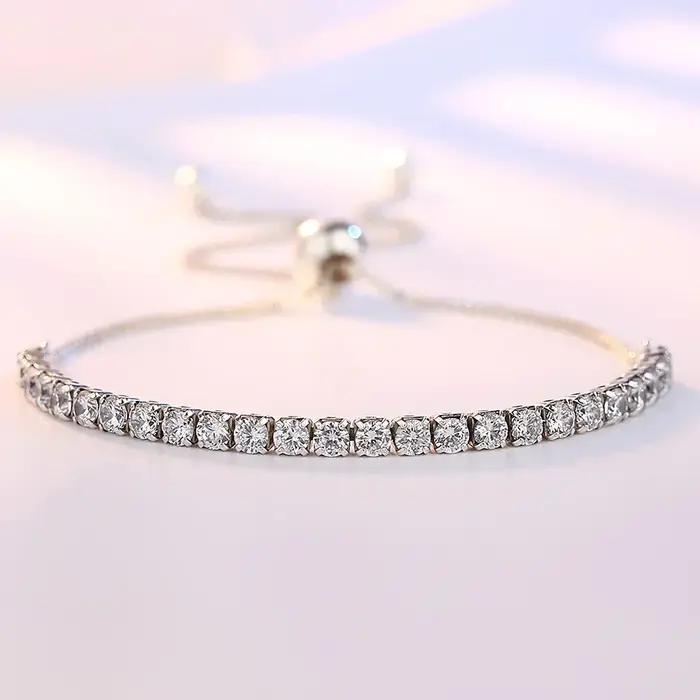 Bracelet en argent Sterling 925 Vera élégant pour femmes romantique et classique pour occasions spéciales et tous les jours