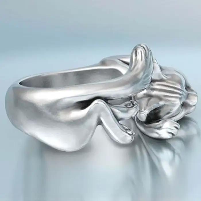 Nouveau Vintage mignon chat anneaux femmes bijoux cadeau d'anniversaire à la mode taille ouverte 925 bague en argent Sterling fille accessoires de fête KOFSAC