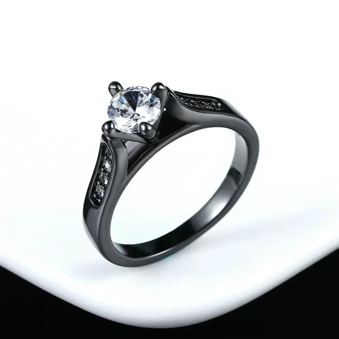 Bagues de fiançailles 0.8 Carat, bagues de mariage pour femmes, couleur or Rose, bijoux à la mode en