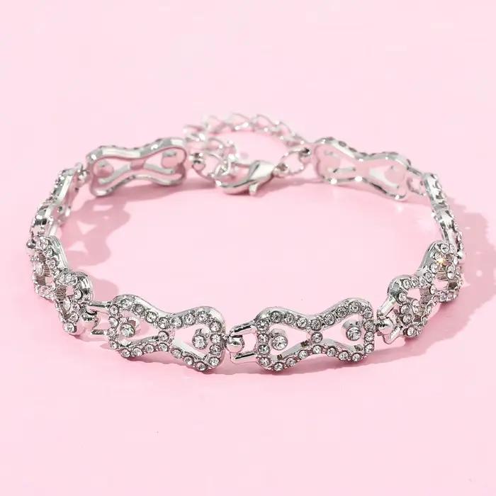 Bracelet The Vampire Diaries Klaus Caroline Forbes, avec strass et nœud en cristal, cadeau brillant pour fille, bracelet tendance
