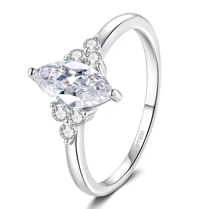 Bague de Fiançailles en Moissanite Marquise 1 Carat pour Femme