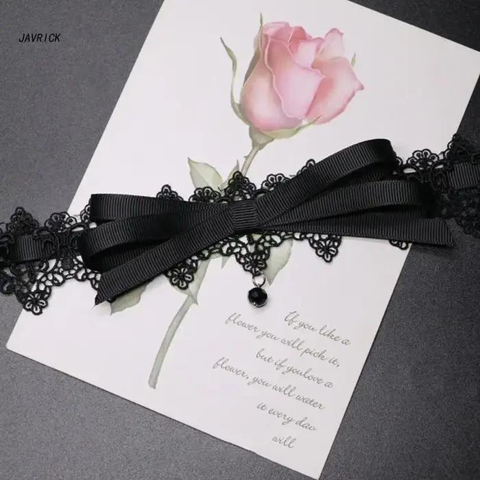 Collier ras du cou en dentelle noire style gothique vintage torques pour femmes parties concerts Halloween Noël fantaisie punk élégant