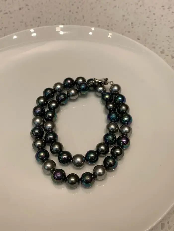 Collier de perles noires de Tahiti pour femme, luxe, trois couleurs mélangées, chaîne de clavicule,