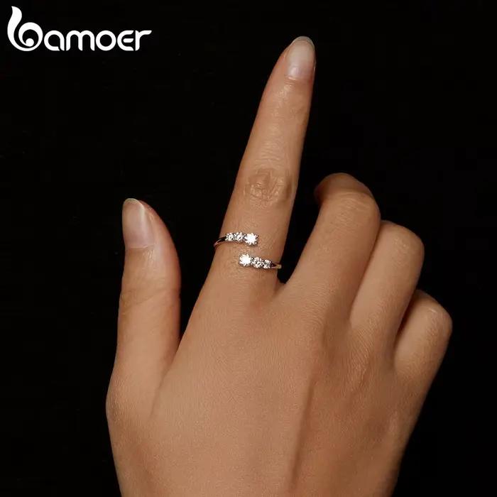Bague Ajustable Plaqué Or Blanc Moissanite pour Femme