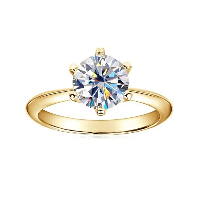 Solitaire 3ct 2ct 1ct Moissanite bague de mariage pour les femmes 925 argent plaqué or 18K étincelle