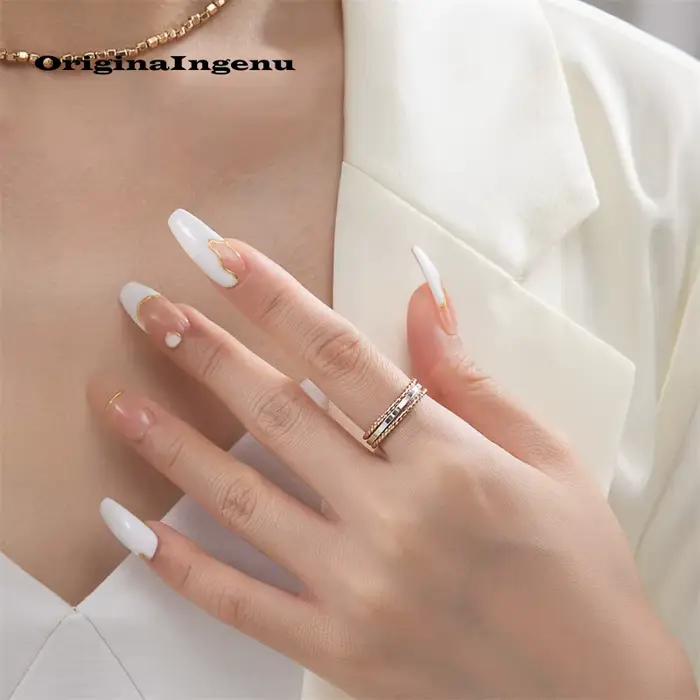 Ensemble de 3 anneaux empilables remplis d'or, en argent 925, faits à la main, bijoux résistants au ternissement, bijoux délicats pour femmes, étanches